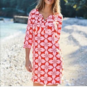 Boden linen tunic dress Size 18L Coral/Pink Floral Dress